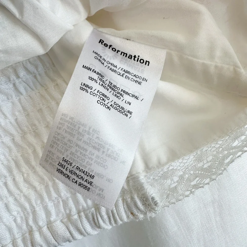 Reformation | Violet 100% Linen Crop‎ Top & Wide Leg Pant Two Piece Set White